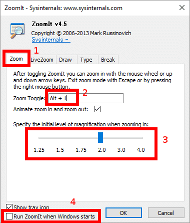 ズーム機能の設定